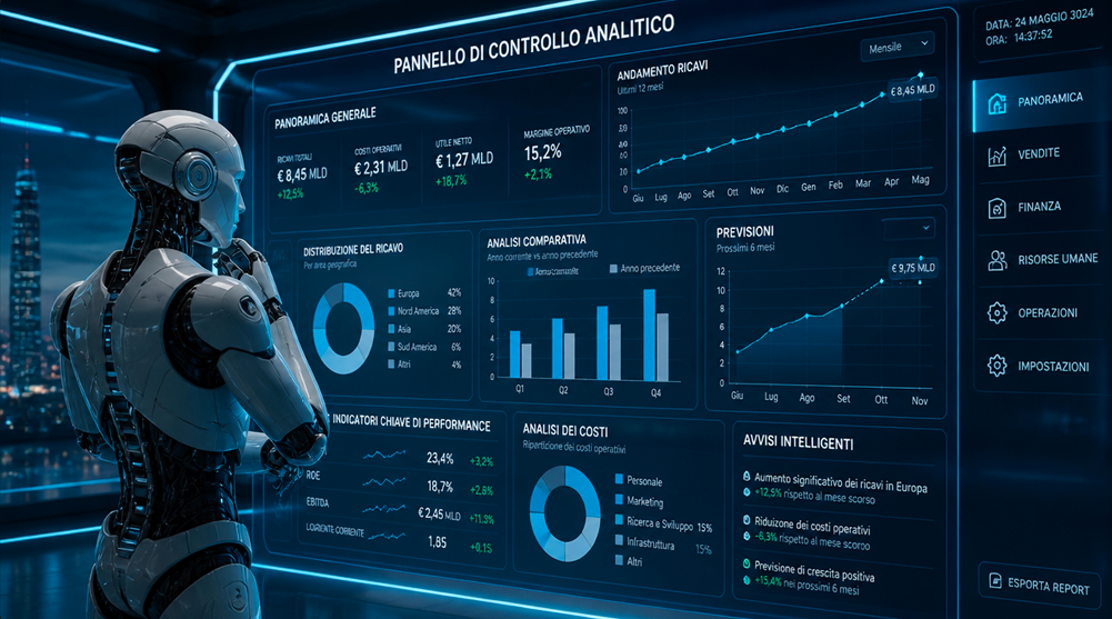 Robot AI moderno in ambiente lavorativo